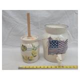 7.5" Stoneware Butter Churn & 1 Gallon Water