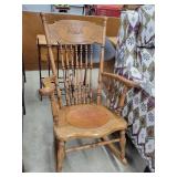 Leather Seated Oak Rocking Chair