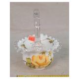 Fenton Hand Painted 4" Ruffle Basket Bowl
