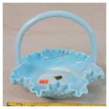 7" Blue Swirl Fenton Basket