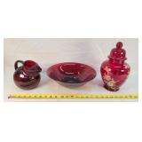 Ruby Red 11" Bowl, Pitcher, & Canister