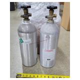 2- 18" Tall Gas Cylinders - with contents