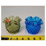 2- 3.5" Fenton Green & Blue Dishes