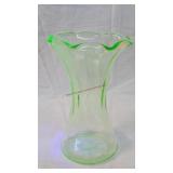 8"t Vaseline Glass Vase