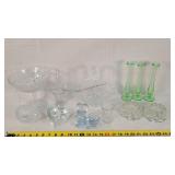 Green Vases & Clear Glassware