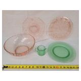 Pink & Green Depression Glassware