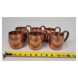 6 Vintage Copper Mugs