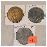 2- UNC Ike Dollars & Red Oak Bronze Token