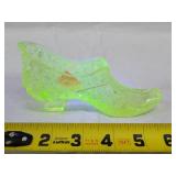 Fenton vaseline glass slipper shoe - Damaged