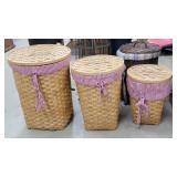Set of 3 Woven Baskets 18" to 26"