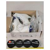 Sizs 8 Figure Skates & 4 Bauer Hockey Pucks
