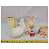 Red Wing & Other Vases & Bowl