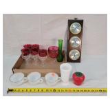 Cranberry Stem Glasses, Barometer, & More