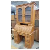 Solid Oak Rolltop Secretary Desk 44x85