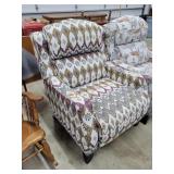 Purple, Gold, & White Padded Reclining Chair