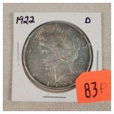 1922D Silver Peace Dollar