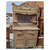 Antique Fancy Oak Mirrored Dresser
