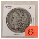 1892-O Morgan Silver Dollar
