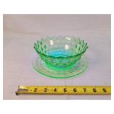 7" Vaseline Glass Bowl & Plate