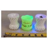 SD. Vaseline & 2- Fenton Toothpick Holders