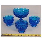 Fenton Blue Hobnail Centerpiece & Candle Holder