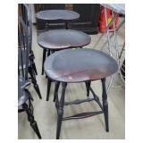 3- Dark Wood Bar Stools - 25" & 28"t