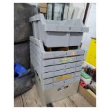 7- 12x14 Stacking Bins & 1 Alum. Caddy