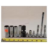 Snap-on 11pc 3/8" Mixed Sockets, Extensions