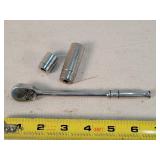 Snap-on 1/4" Ratchet & 2 sockets
