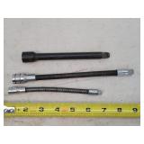 Snap-on 1/4 & 3/8 Extensions (2 are flexible)