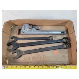 3- Williams SAE Wrenches & 14" Pipe Wrench
