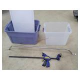 2- Totes, Irwin 24" Clamp, & 44" Bar