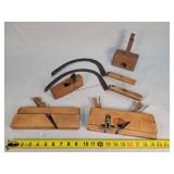 4- Vintage Wooden Planes & 2 Hand Scythes