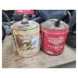 2- Used 5 Gallon Tin Gas Cans