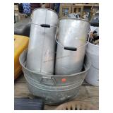 20" Galvenized Tub & 2- Stainless Shotgun Cans