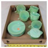 8 Place Fire King Jadeite Cup & Saucer Set