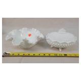 Fenton Milk Glass Basket & Candy Dish