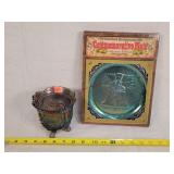 Purple Carnival Glass Plate & Candy Dish