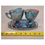 Purple Carnival Glass Sugar, Creamer & Butter