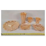 6pc of Fire King Peach Luster Glassware