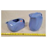 Hall Blue Pitcher w/ Lid & Westinghouse Pitcher