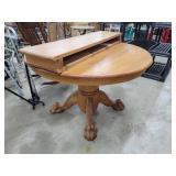 Solid Oak Claw Foot Dining Table w/ 2 Leaves