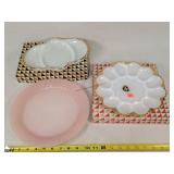 Gold Rimmed Milk Glass Servers & 11" Fire King