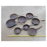 8pc of Antique Tin Skillets