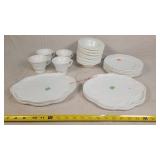 4 Milk Glass Snack Plates, Tea Cups, Plates, &