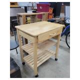 Wooden Utility Cart with Knife Holder