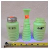 Jadeite Spice Shakers & Vase - Uranium Glow