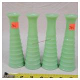 4- Jadeite 6" Vases - Light Uranium Glow