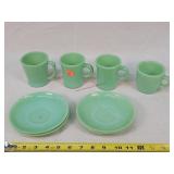 4- Fire King Jadeite Mugs & Saucers