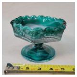 Glass Teal green footed bowl